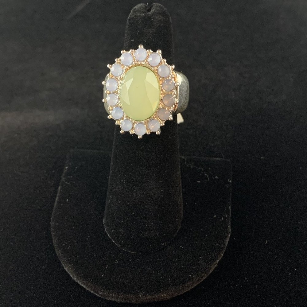 Yellow, Translucent,Circle, Oval, Silver Tone Ring